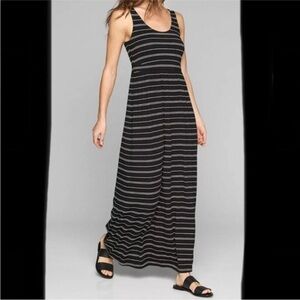 EUC, Women’s Athleta Black and White Striped Maxi Dress, Size M
